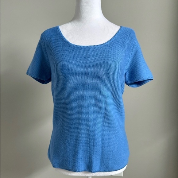 Talbots Sweaters - Talbots Short Sleeve Textured Sweater Blue Size Small